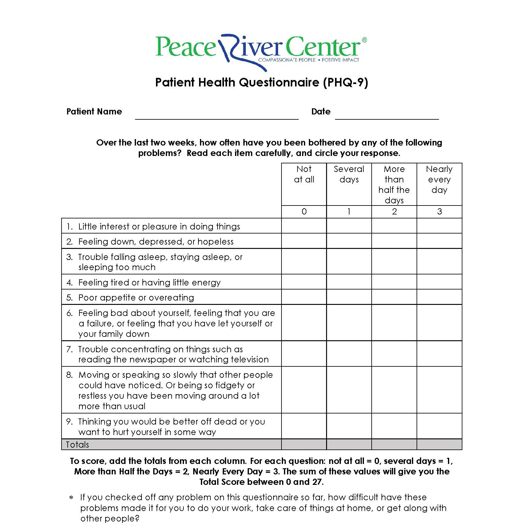 PHQ9 Form cropped square